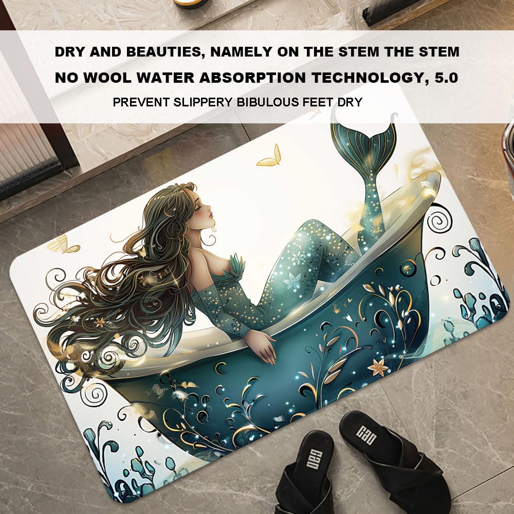 Bath Mat Bathroom Rug (Bathtub Mermaid- / 16 x 24 inches)