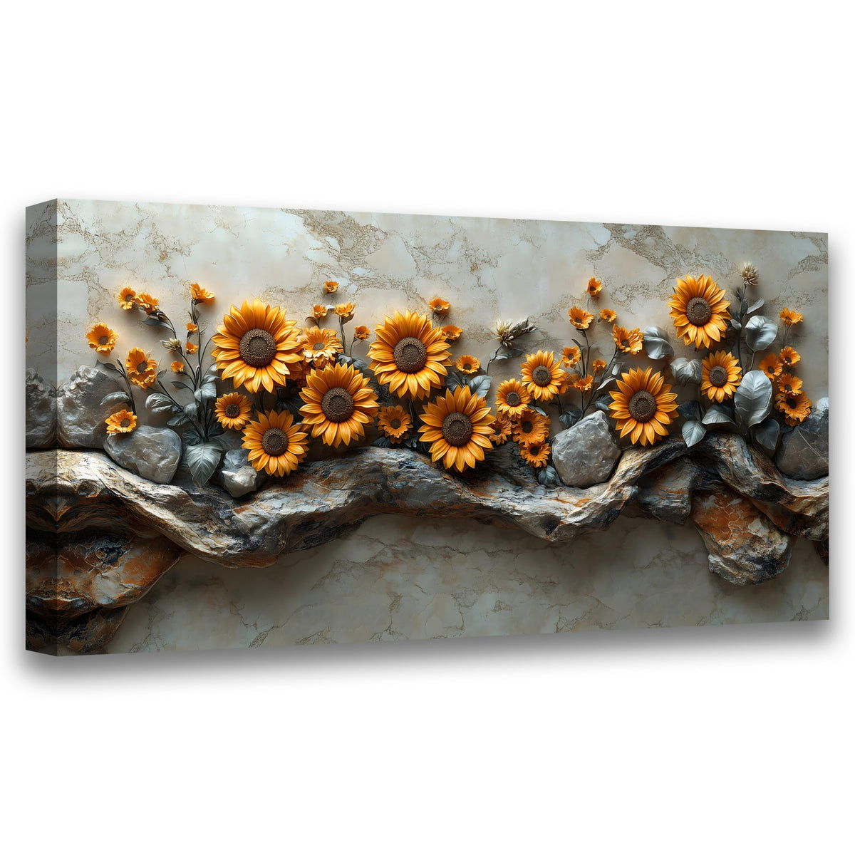 Sunflower Canvas Wall Art (40"L x 20"W / 3D Textured Floral)