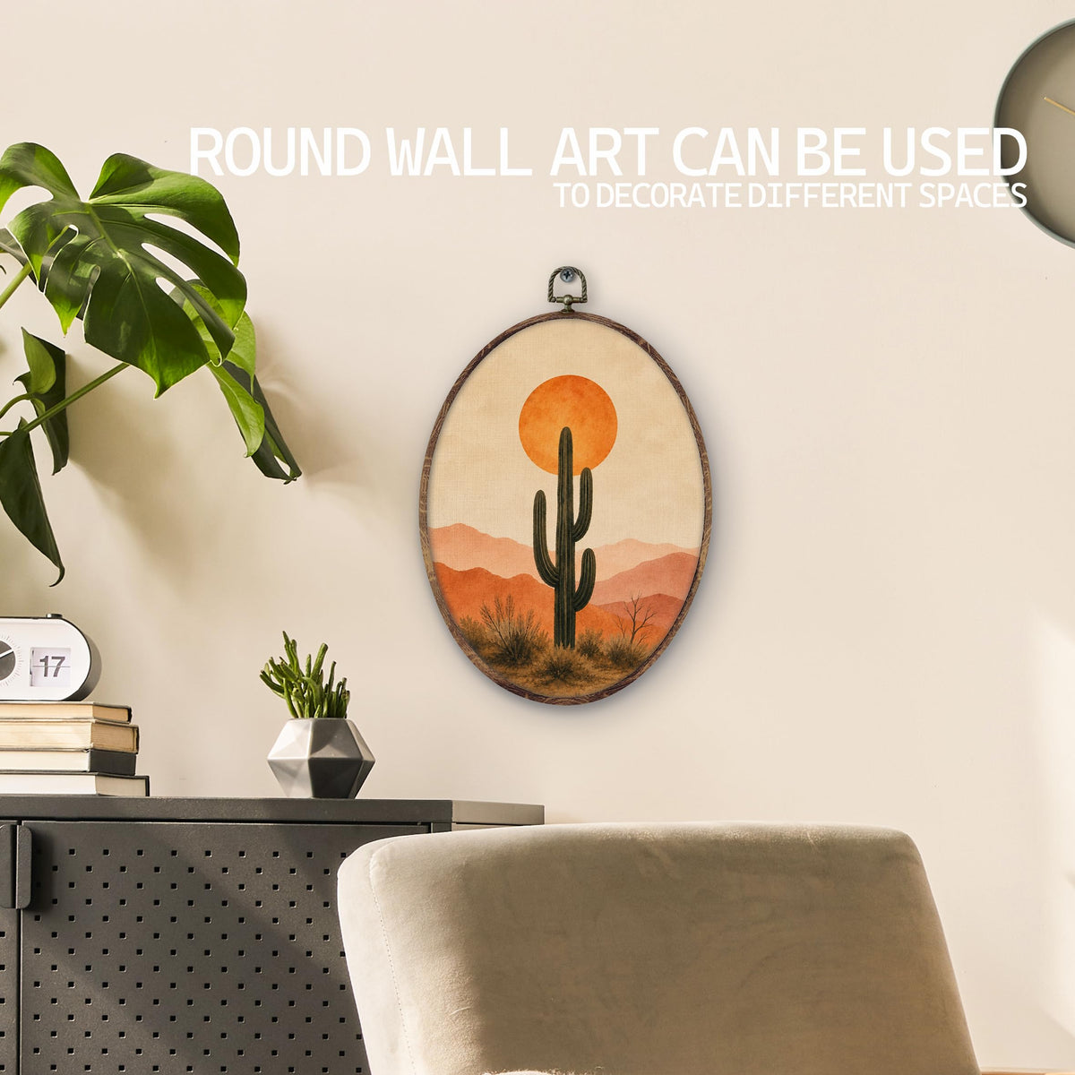Western Desert Cactus Oval Wall Art (cactus)