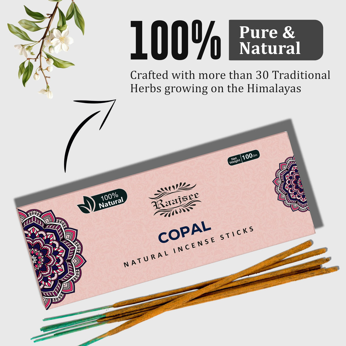 100% Natural Copal Incense Sticks 100 gm Pack (Copal)