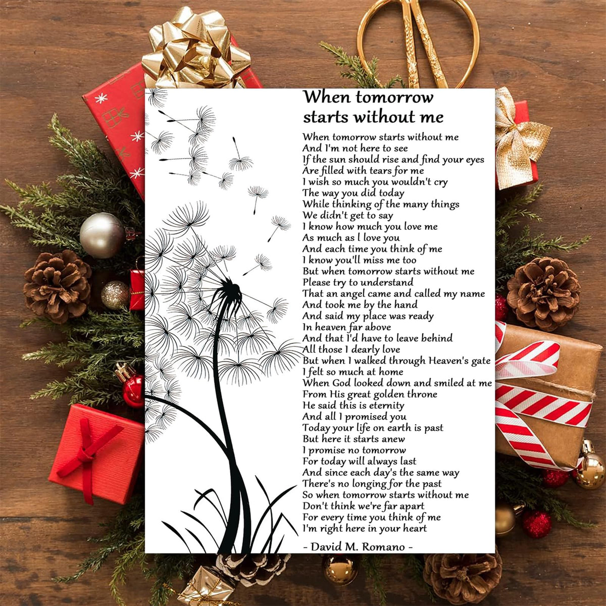 When Tomorrow Starts Without Me Canvas Wall Art Poster Sympathy Gifts for Loss of Loved One Bereavement Painting for Home Decor Grief Memorial Print Home Office Living Room Decor Framed 16 * 24 Inch (24"L x 16"W / White 8)