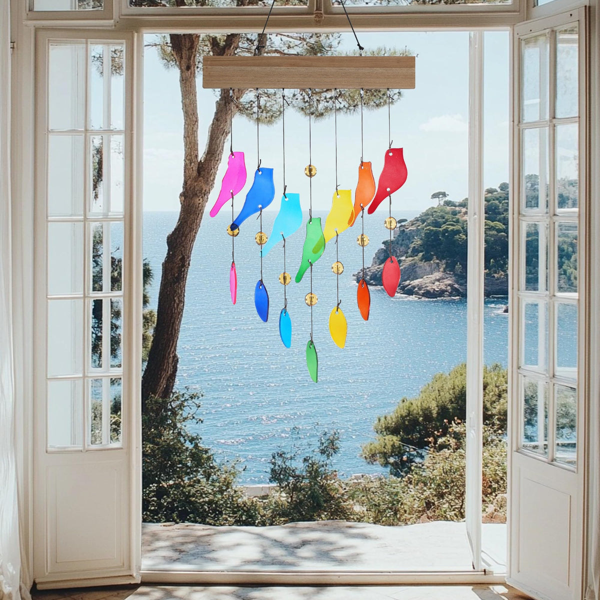 Handcrafted Glass Wind Chime (Red and Yellow)
