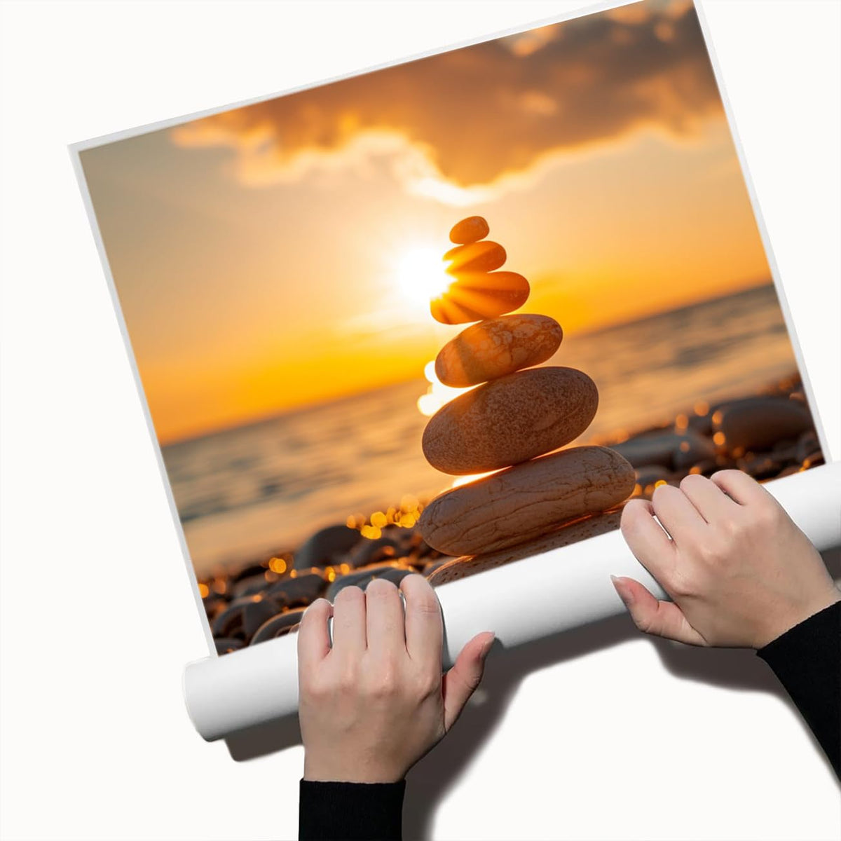 Zen Balance Stone Wall Art (Unframed-4 / 11"L x 14"W)