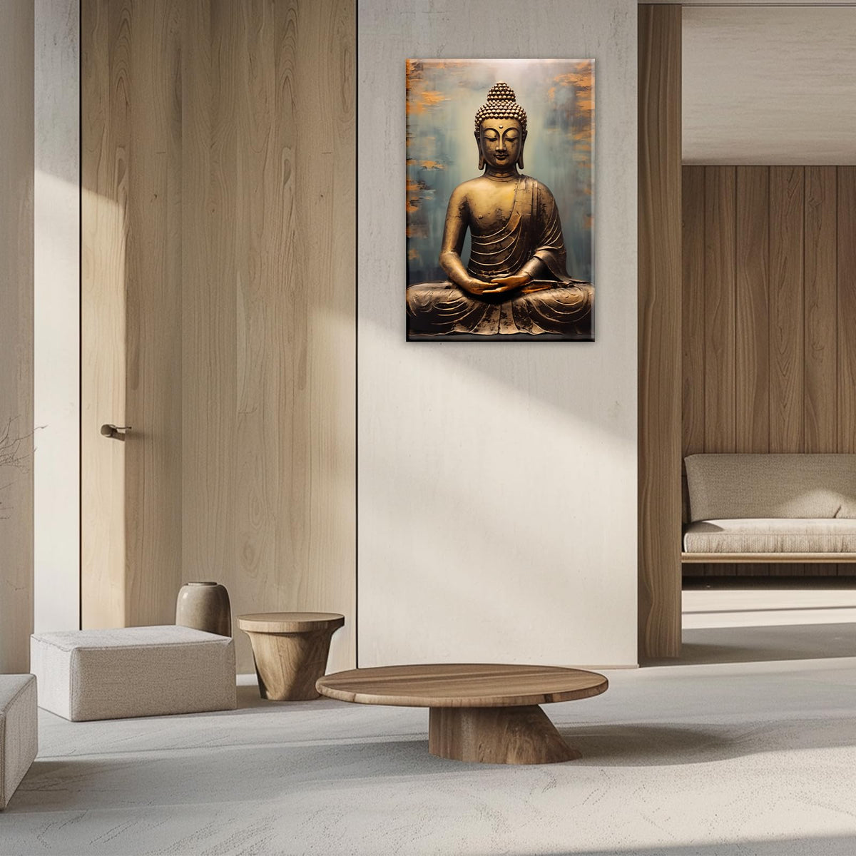 Buddha Canvas Wall Art Retro Buddha Statue Pictures Wall Decor Zen Painting Meditation Artwork For Spirit Bathroom Yoga Room Decor Frame (Buddha-4 / 42L" x 28W")