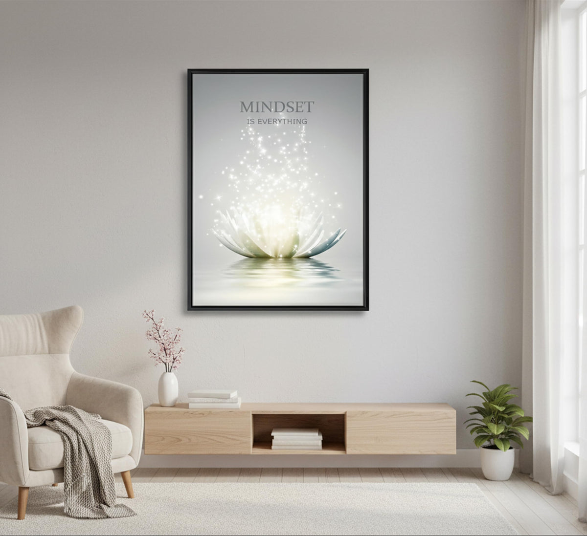 Framed Lotus Wall Art (lotus / 36"L x 24"W)