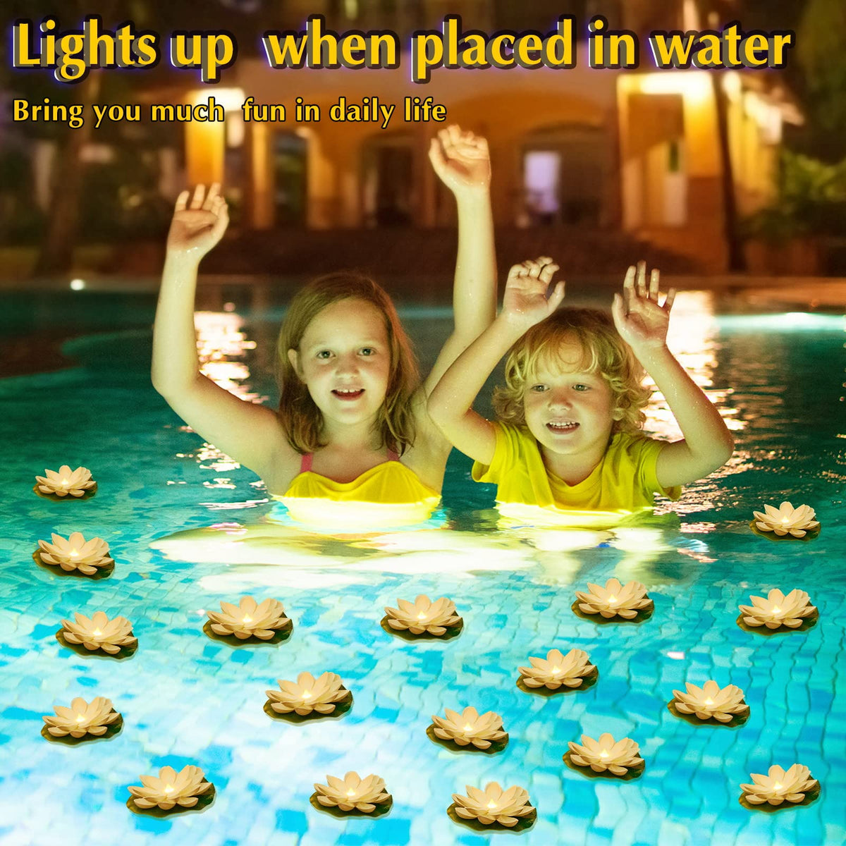 24 Pcs Diwali Floating Lotus Lights (White / 3.94 Inch)