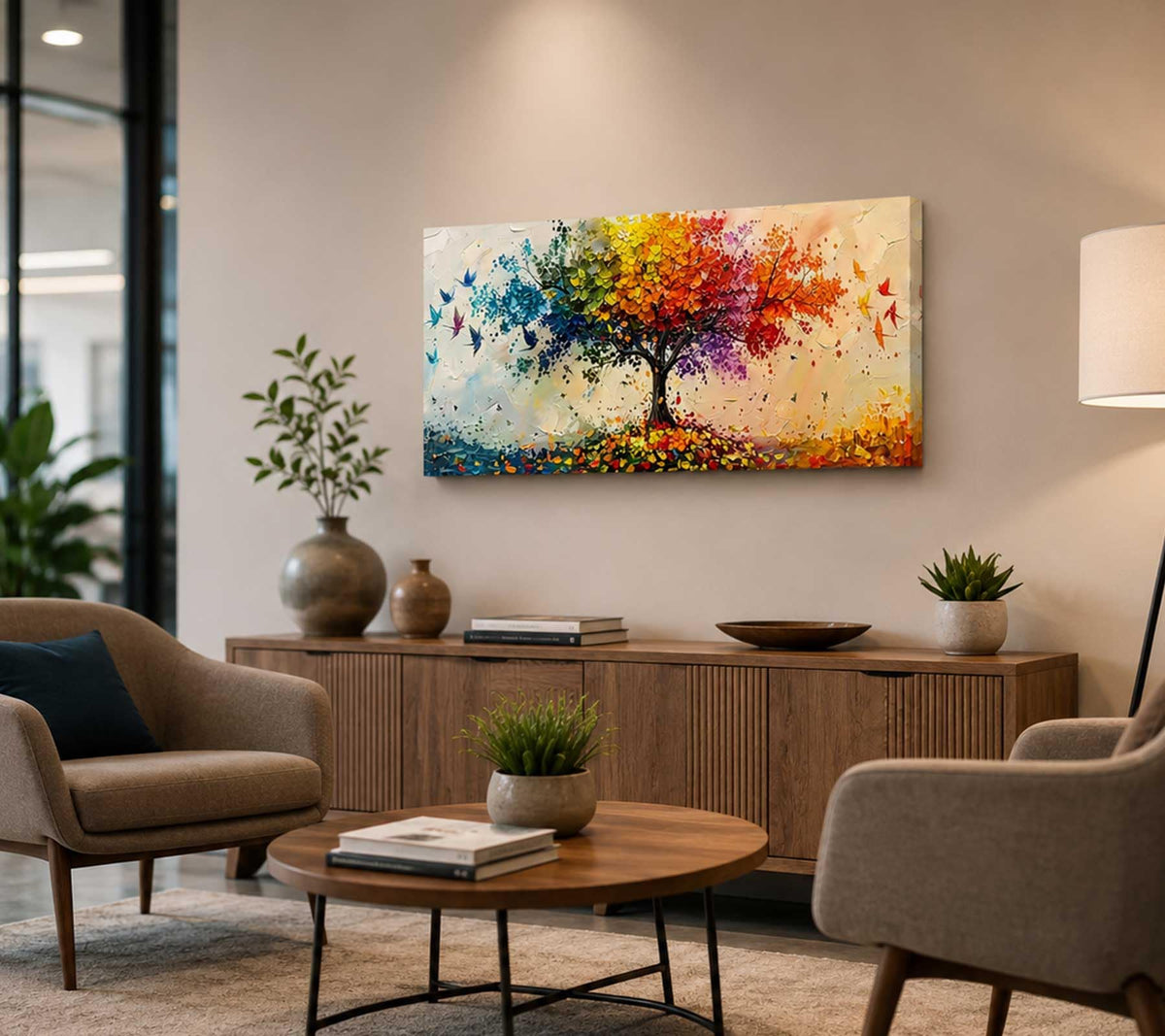 Large Colorful Tree of Life Canvas Wall Art (Colorful Tree / 40"L x 20"W)