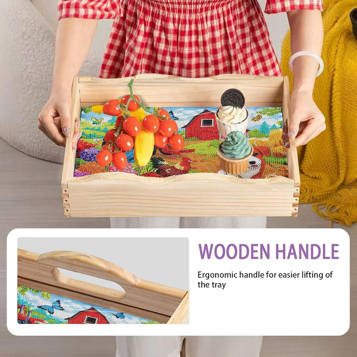 Diamond Art Kits for Adults Wooden Serving Trays with Handles (D Farmhouse CB NEW)