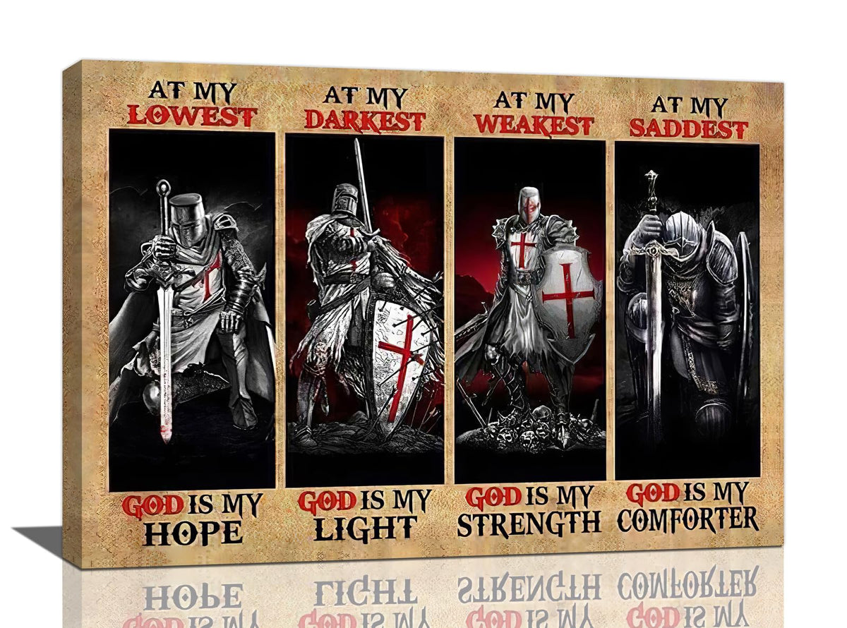Armor of God Wall Art Warrior Knight Pictures Wall Decor Christian Warrior Canvas Prints Inspirational Quotes Painting Modern Artwork Home Decoration for Bedroom Living Room Office 24"x16" (Warrior / 24"L x 16"W)
