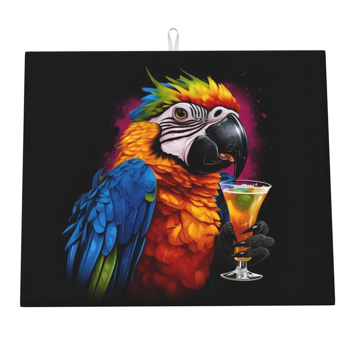 Tropical Colorful Parrot Cocktail Dish Drying Mat For Kitchen Counter Dry Mats Microfiber Dish Drainer Mat Protector Pad Absorbent Fast Drying Kitchen Must (Tropical Colorful Parrot Cocktail / 18" x 16")