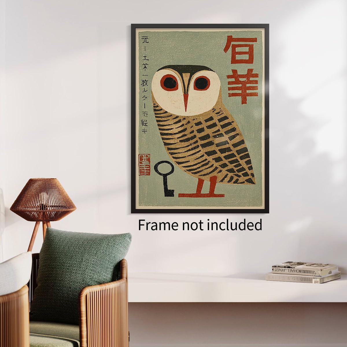 Japanese Animal Poster Prints Vintage Owl Canvas Wall Art Minimalist Bird Painting Nature Rustic Artwork 16x24in Unframed for Mid Century Lndie Room Bedroom Living Room Gallery Decor (Unframed / Japanese Wall Art / 24"L x 16"W)