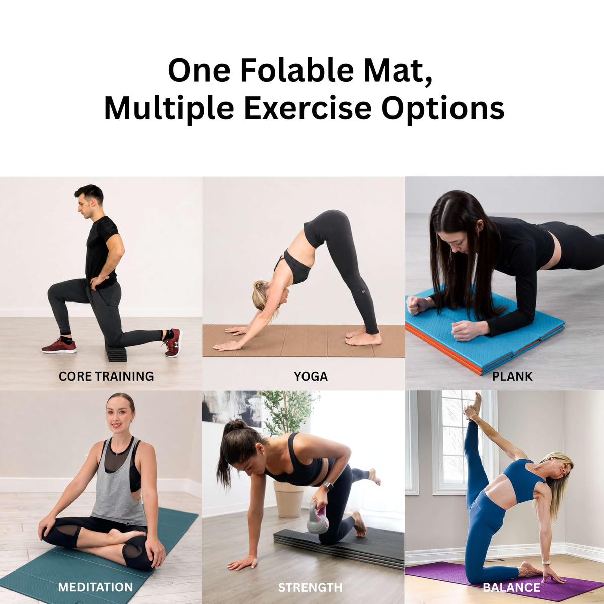 Original Foldable Yoga Mat (Jet Black / 24" x 72" x 1/4")