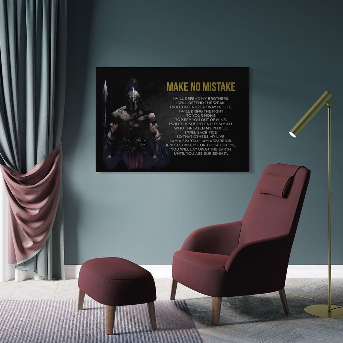 Spartan Warrior Quote Motivational Poster Canvas Printing Wall Art Prints Wall Decor Posters Dark Minimalist Stoic Gym Office Living Room Bedroom Man Cave Decor 20x30inch (style-1 / 20x30inch(50x75cm) Frame)