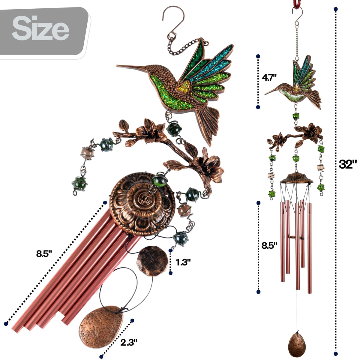 Wind Chimes for Outside (32" Hummingbird)