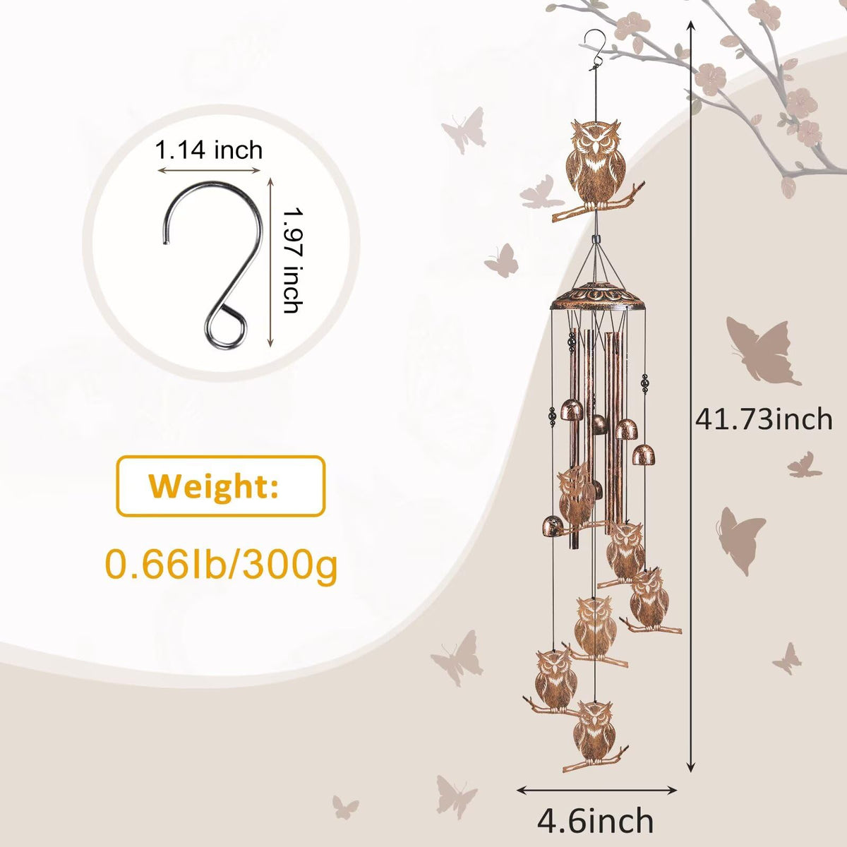Owl Wind Chimes for Outside (Owl)