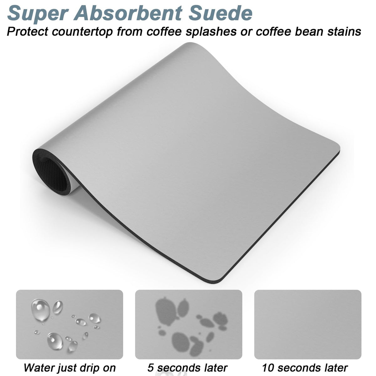 Coffee Mat 12"x19" Coffee Bar Mat for Coffee Station Accessories and Organizer (A-Space Gray / 12" x 19")