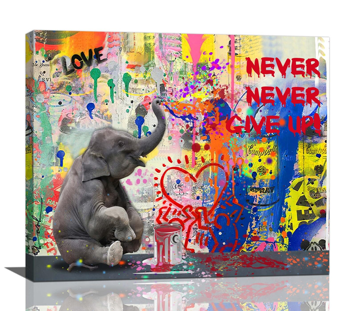 Banksy Canvas Wall Art Funny Elephant Pictures Wall Decor Graffiti Poster Prints Banksy Street Pop Painting Modern Artwork Home Decoration for Bathroom Bedroom Living Room 24"x20" (elephant graffiti / 24"L x 20"W)
