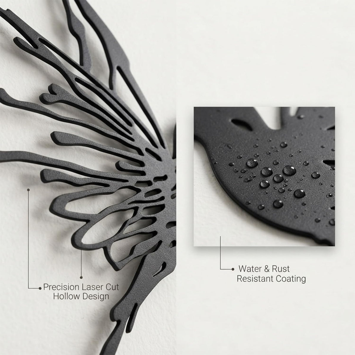 2Pcs Metal Hummingbird Wall Art (Big-2 Black Bird)