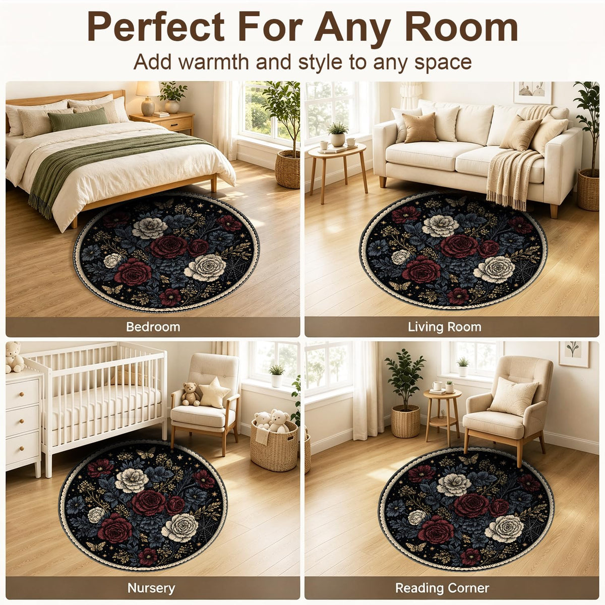 Floral Circle Rug (#47 / 4ft (Round))
