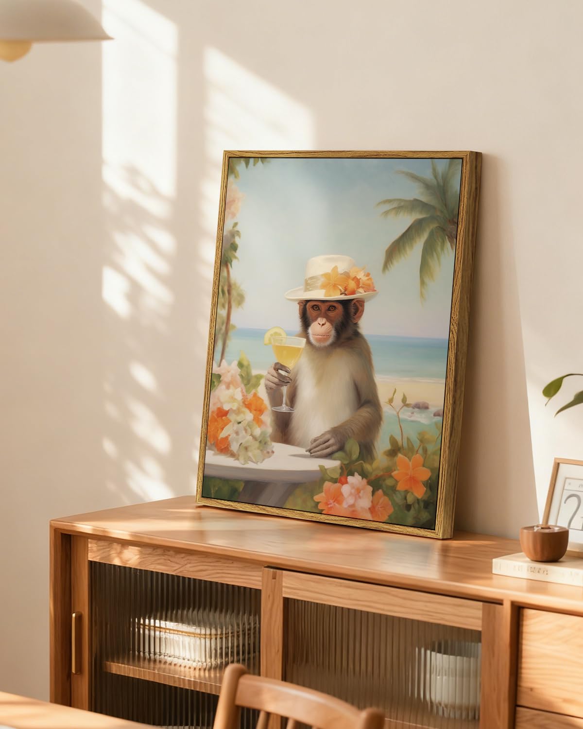 Funny Tropical Beach Animal Canvas Framed Wall Art (holiday / 16"L x 12"W)