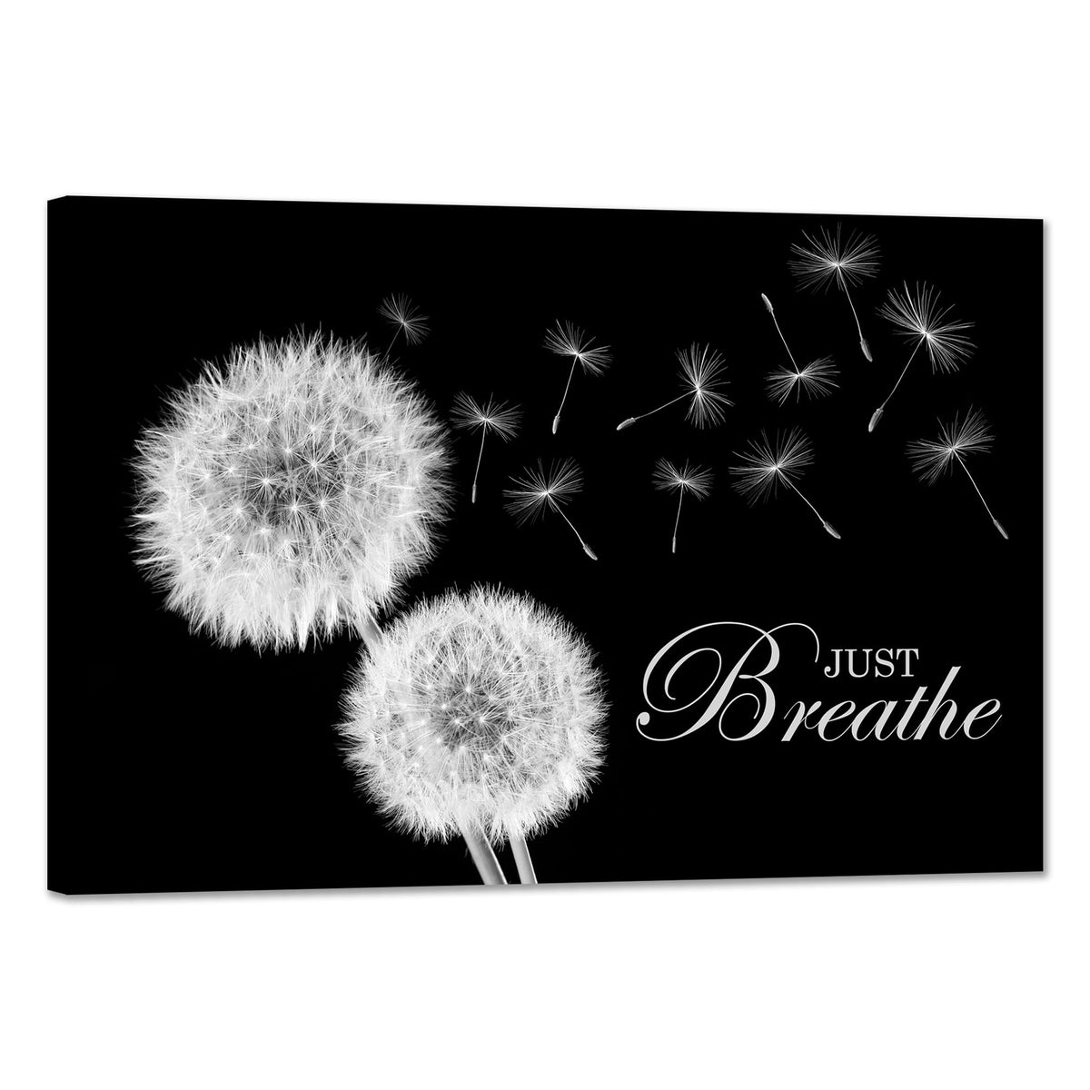 Zen Wall Decor Motivation Dandelion Just Breathe Canvas Print Artwork Motivation Positive Wall Art for Inspirational Quotes Yoga Room (28"L x 44"W / Dandelion-03)