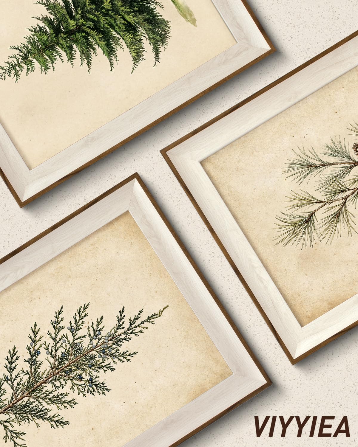 Framed Minimalist Rustic Christmas Tree Wall Art Set (Christmas Tree Guide / 12"L x 10"W)