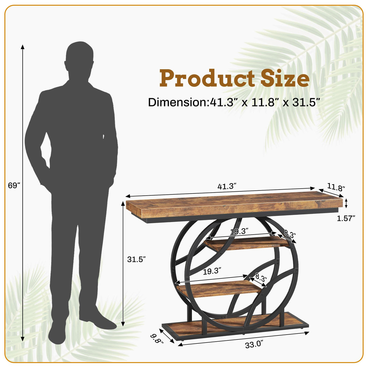 Entryway Table for Foyer (Brown 2 / 41.3"W)