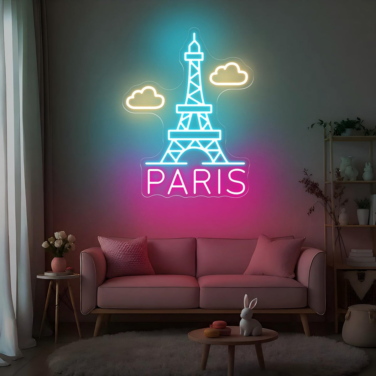 Paris Eiffel Tower Neon Sign for Bedroom Apartment and Cafe Wall Decor (Eiffel Tower)