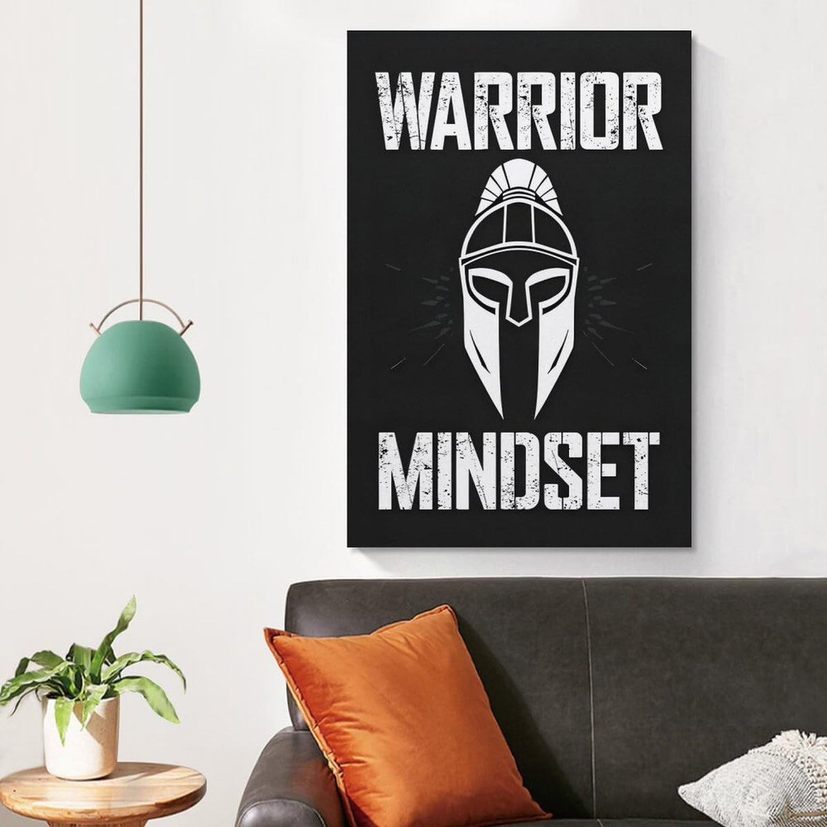 Warrior Mindset Spartan Helmet Canvas Printing Wall Art Prints Wall Decor Posters Black White Minimalist Gym Fitness Motivation Living Room Bedroom Office Training Decor 08x12inch (style-4 / 08x12inch(20x30cm) Unframe)