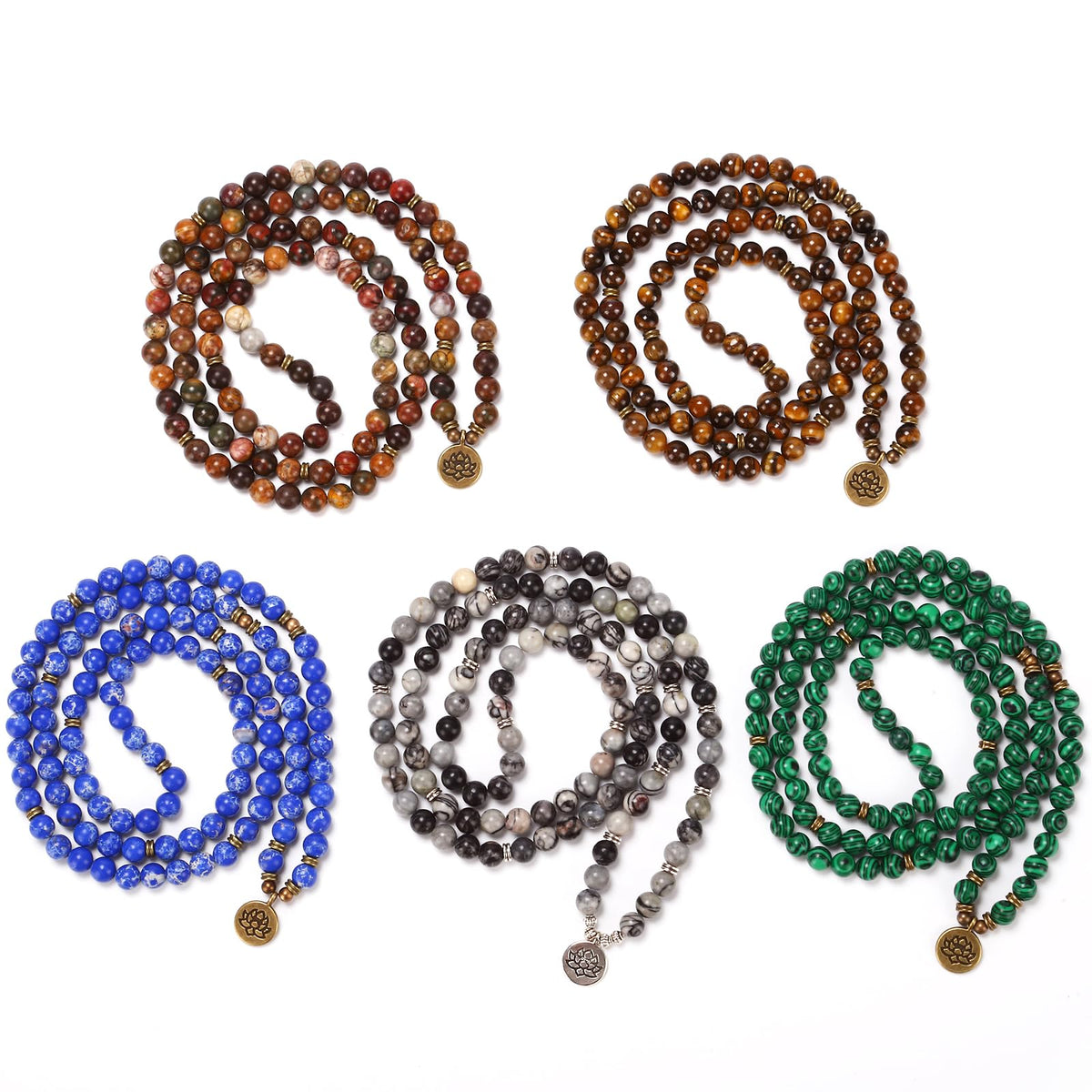 Mala Bead Strand Bracelet (Tiger Eye)