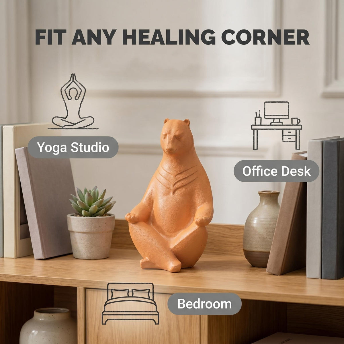 Yoga Meditation Bear Statue (Yellow a)