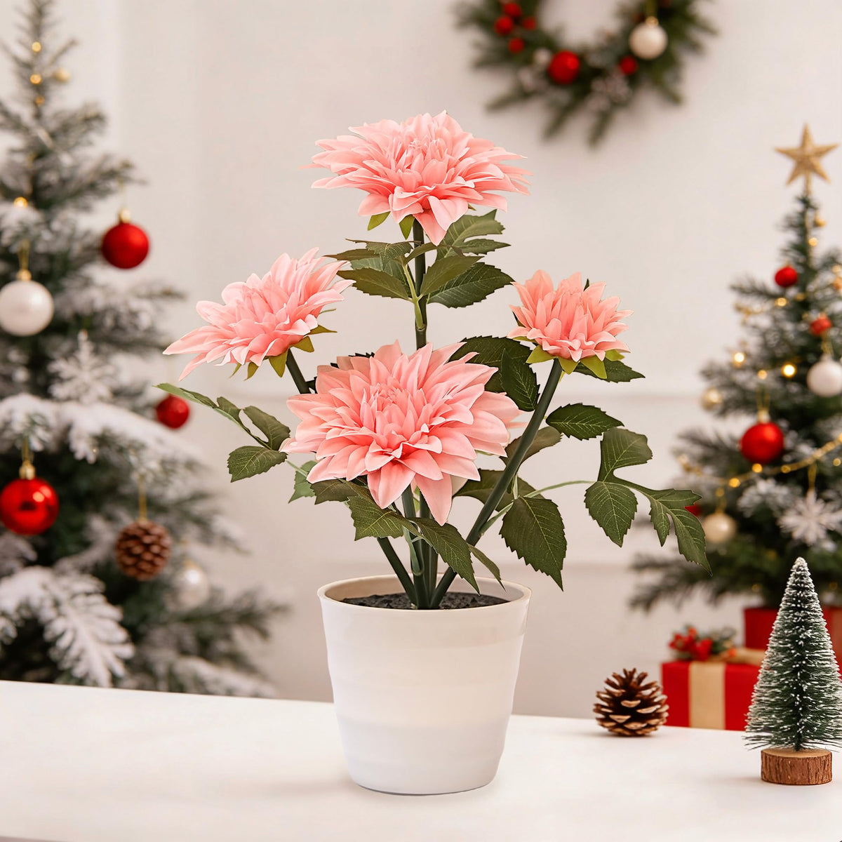 Artificial Pink Dahlia Flower Lamp Light for Bedroom Bar Coffee Shop Wedding Decor (Sunflower-dahlia-pink)