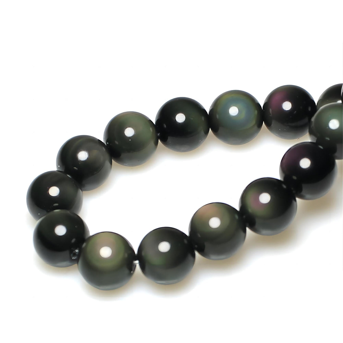 Rare Collection Natural Stone Beads Rainbow Obsidian Round Loose Beads for Jewelry Making DIY Bracelet Necklace (Rainbow Obsidian / 12mm)