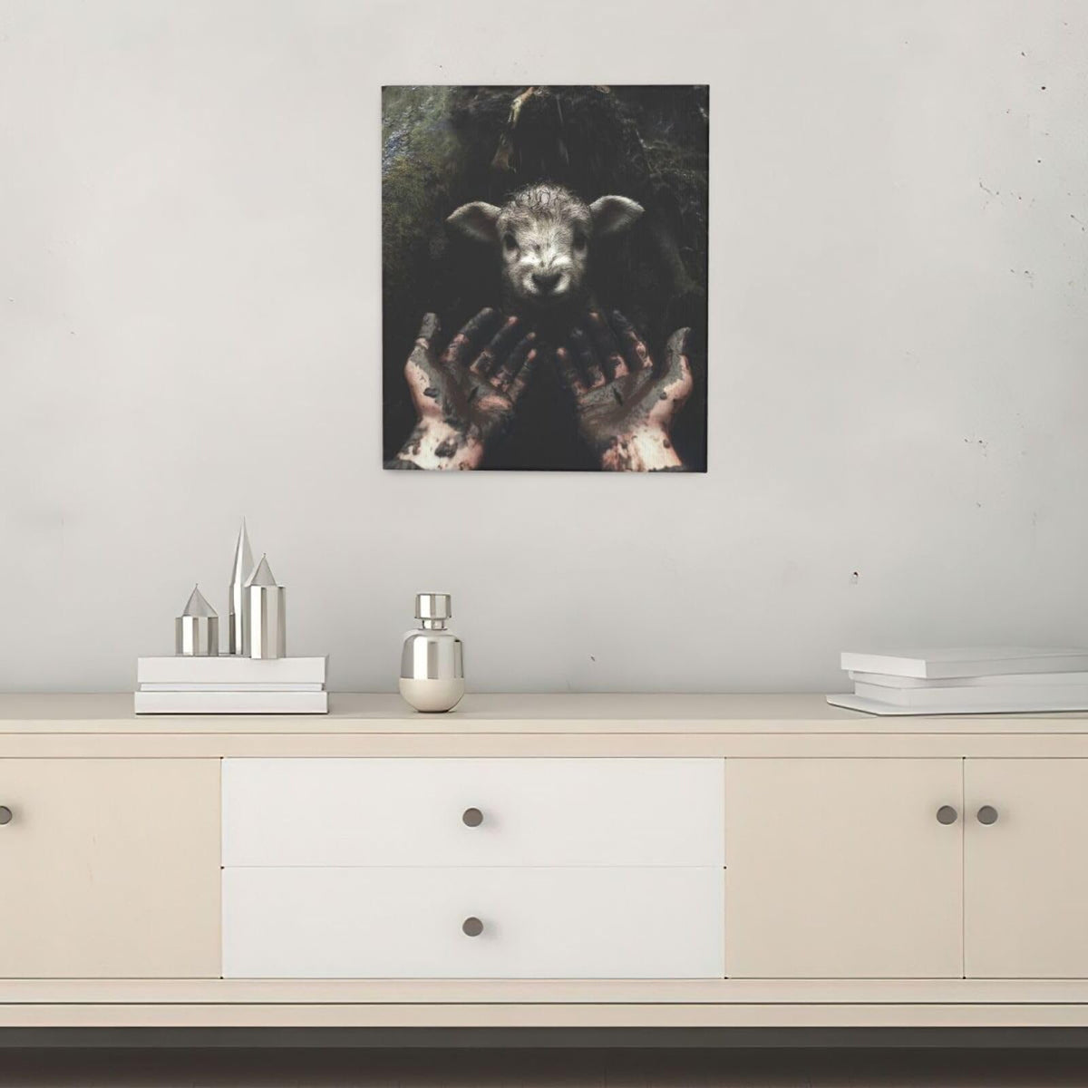 Jesus Lamb Wall Art Christian Canvas Wall Decor Religious Bible Pictures Christ Paintings Prints Artwork Framed Decorations For Church Prayer Room Bathroom Bedroom Living Room Gifts 20" x 24" (Lamb / 24"L x 20"W)