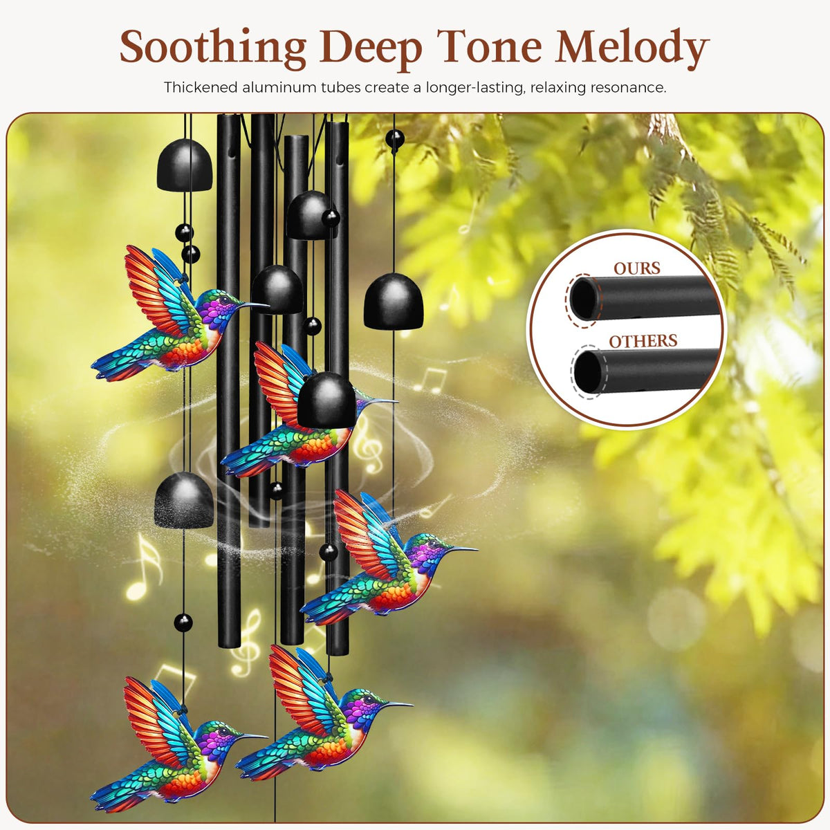 Hummingbird Wind Chimes for Outside (Multicolored)