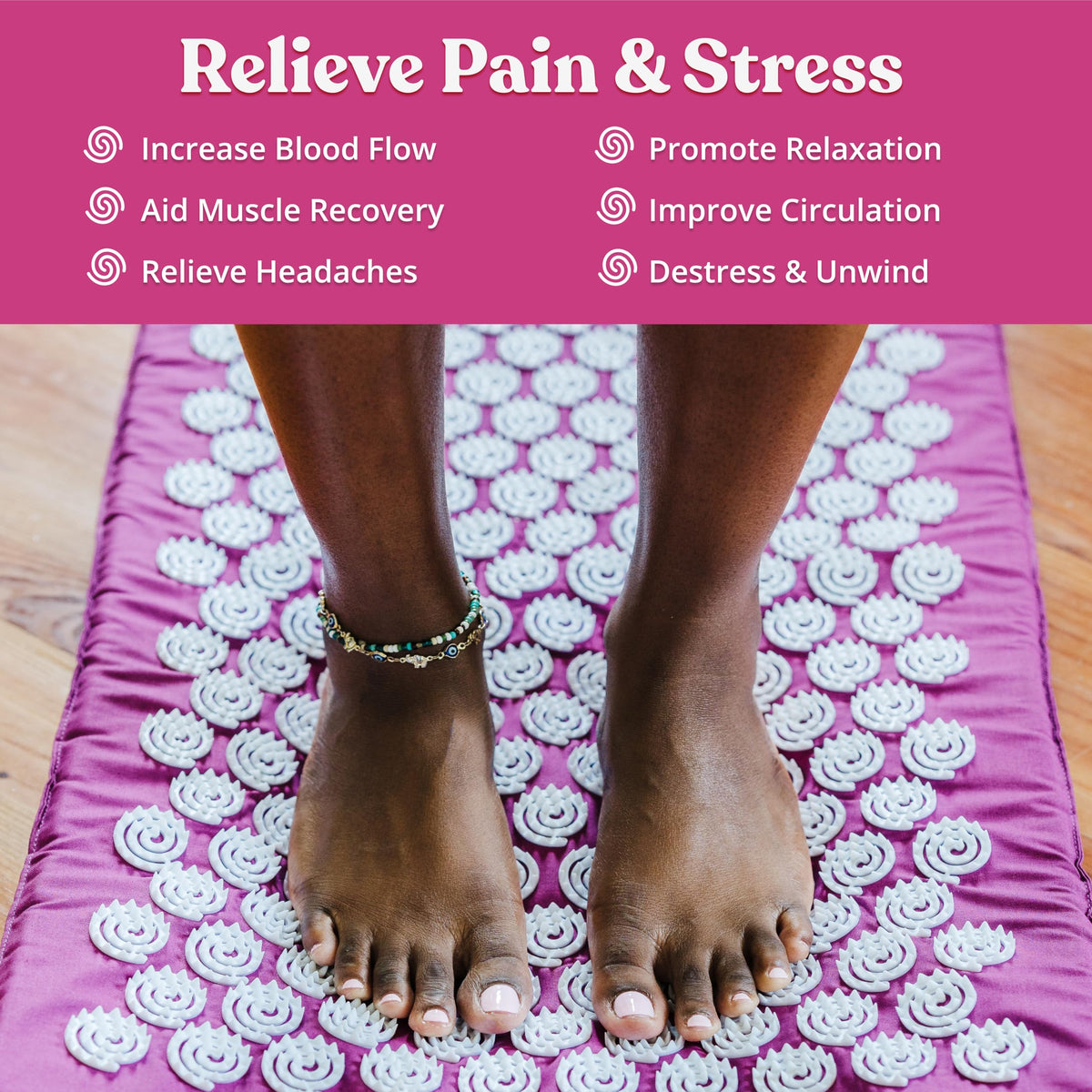 Spirol Acupressure Mat and Pillow Set for Back (Amethyst)