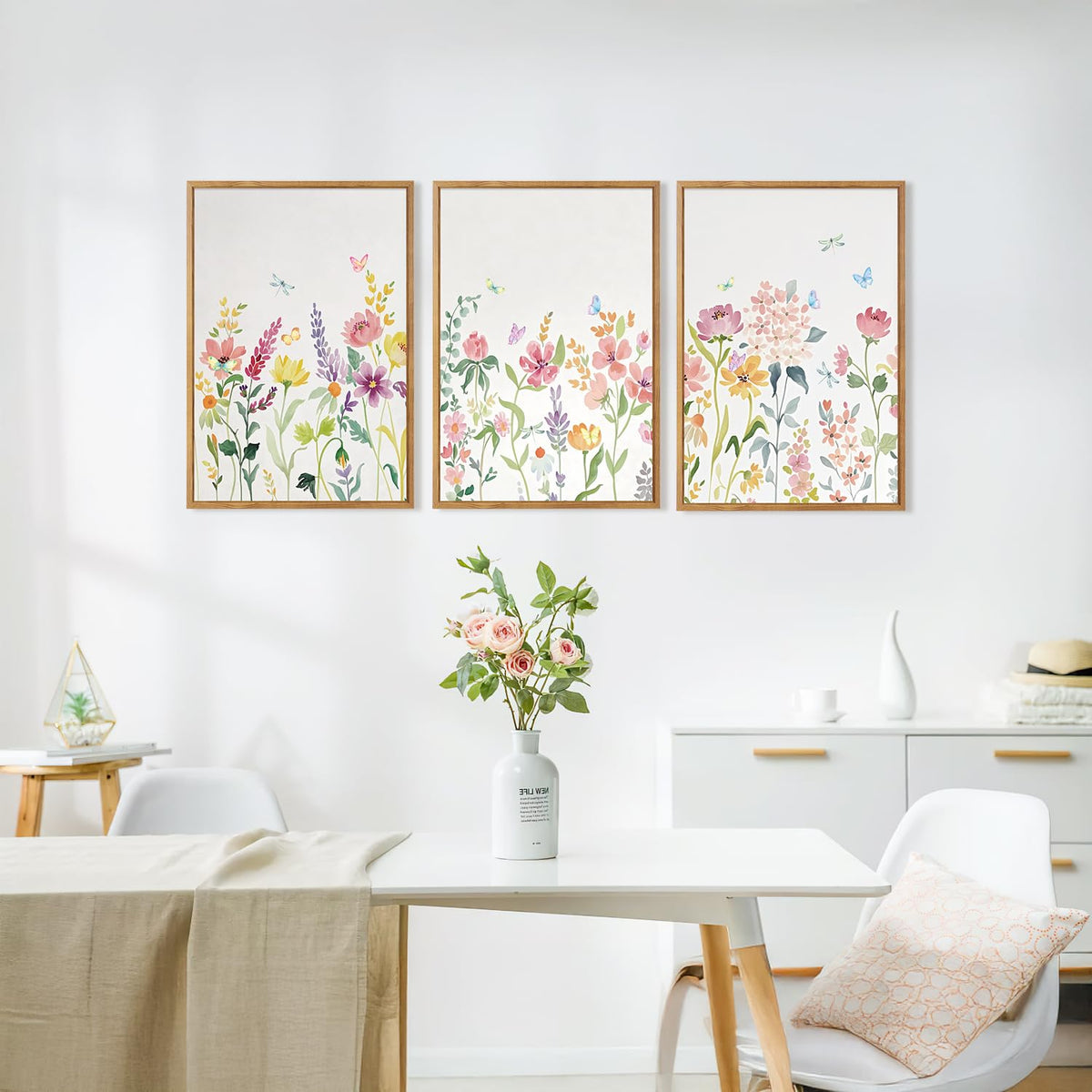Wildflower Framed Canvas Wall Art Set Of 3 (Floral wall art 4)