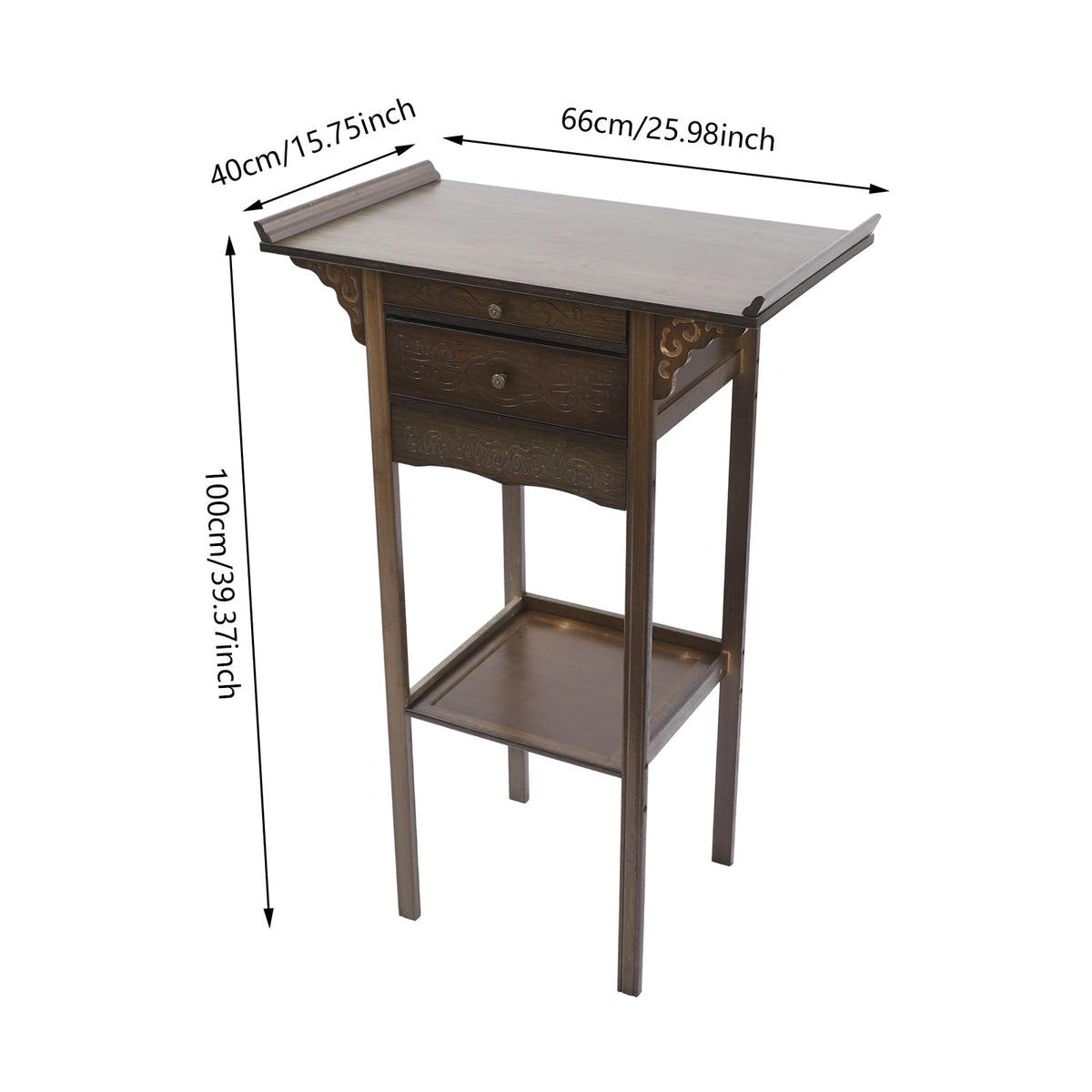 Altar Table Modern Tribute Platform Table Meditation Tables with Storage Drawers Porch Tables with Pull (25.98*15.75*39.37in)
