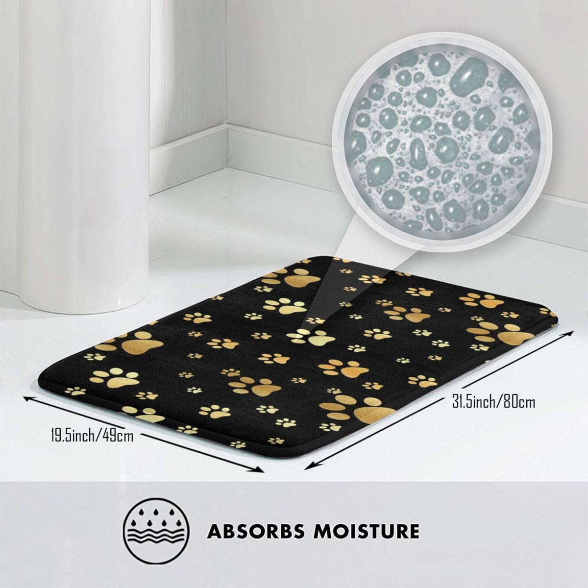 Dog Gold Paw Prints Bath Mat Non (1'8" x 2'8" (Rectangular) / Dog Gold Paw Prints)