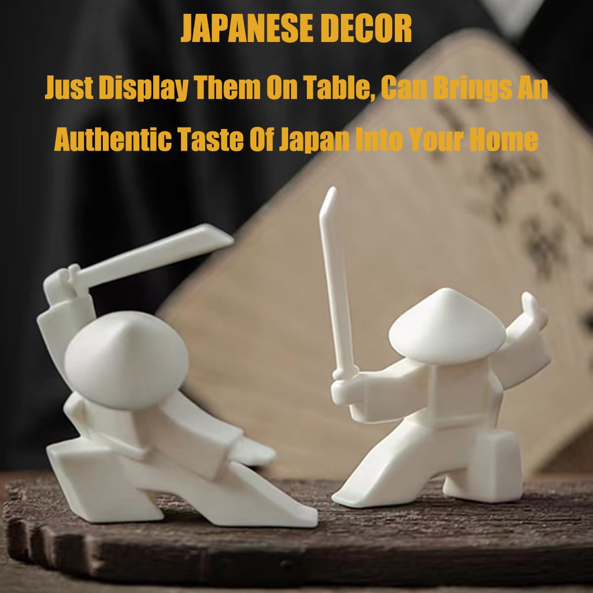 EAEMDY Samurai Figure Figurine Japanese Warrior Statue Decor for Table Room (3. White A+b+c)