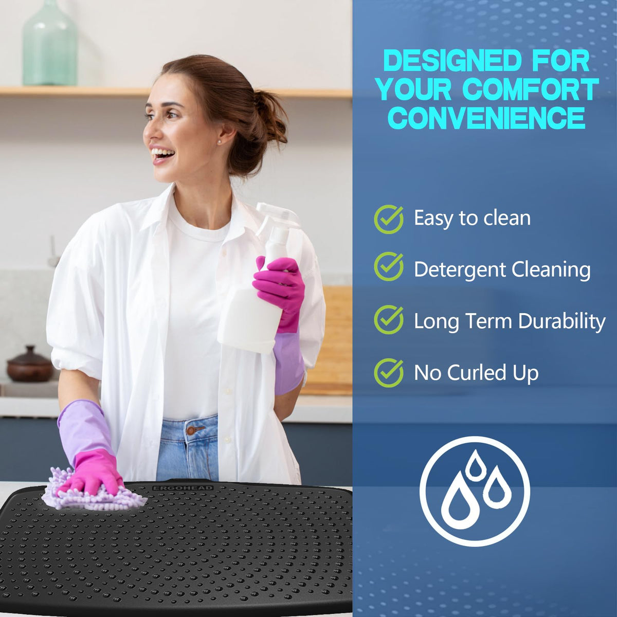 Large Comfort Standing Desk Mat (28"L x 17"W x 0.8"Th)