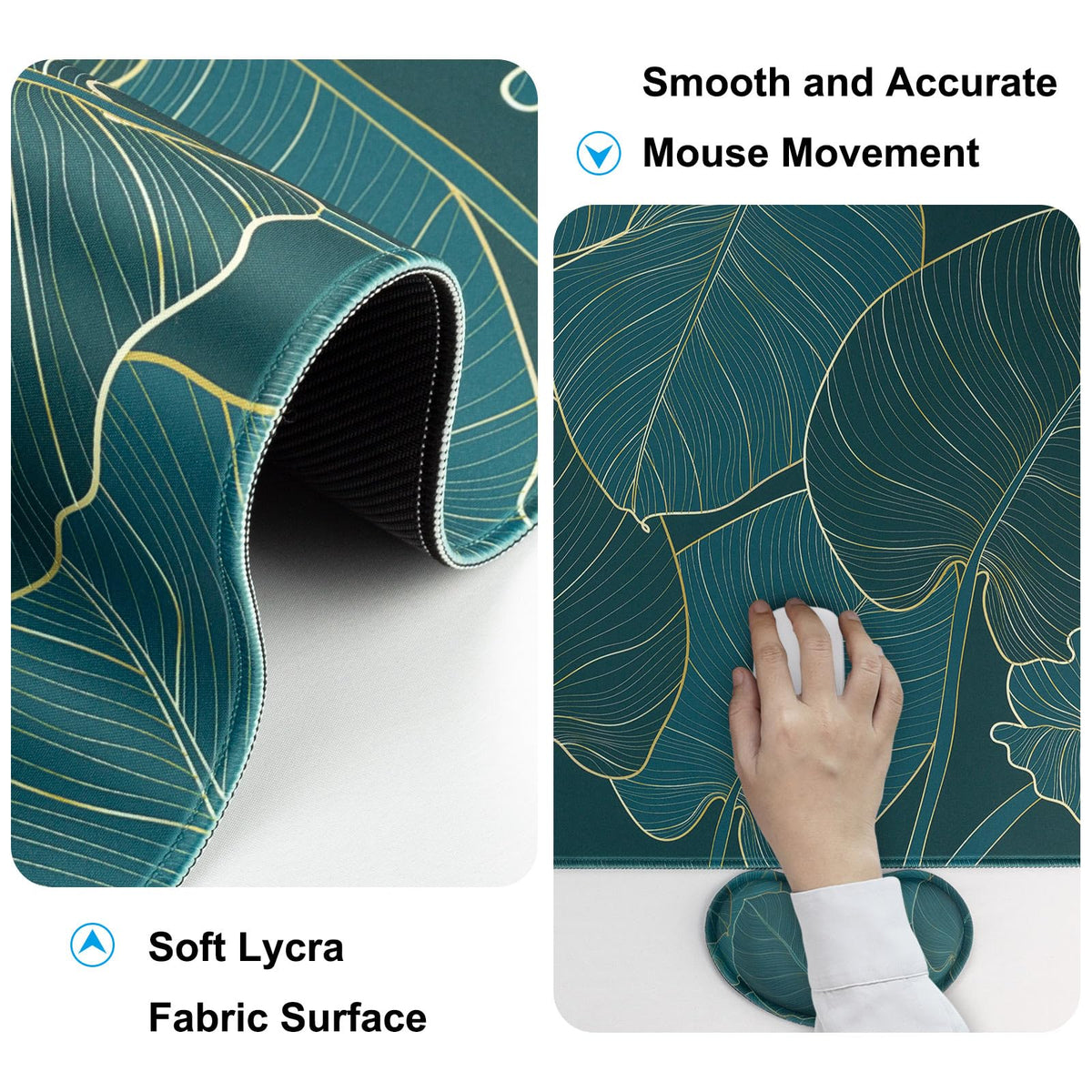 4 in 1 Mouse Pad and Keyboard Wrist Rest (B5-green Leaves)