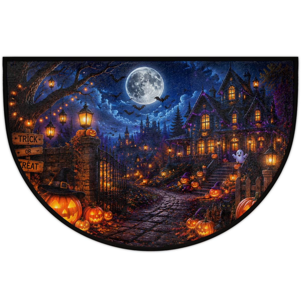 Halloween Half Round Rug Half Moon Door Mat Half Circle Rugs (Z:f-color 3)