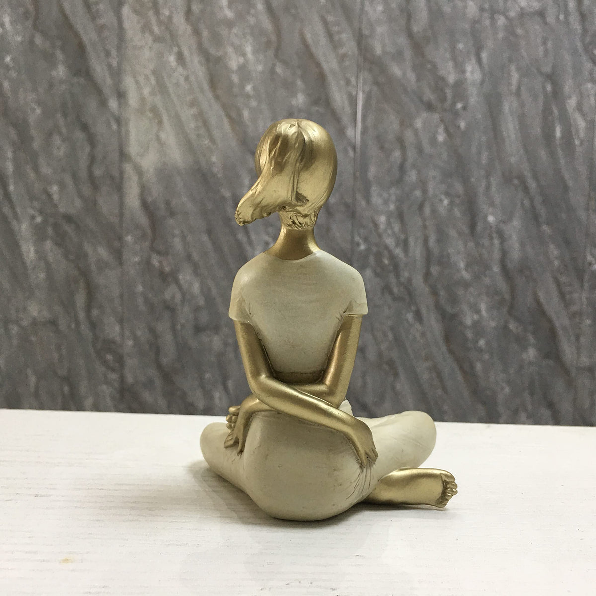 Meditating Yoga Girl Figurine Gold Yoga Figurine Sitting in Yoga Pose (Style6)