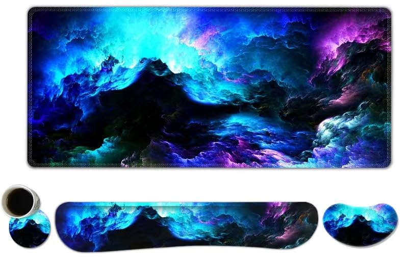 Keyboard Mouse Pad Wrist Rest Set (Gorgeous Nebula Galaxy)