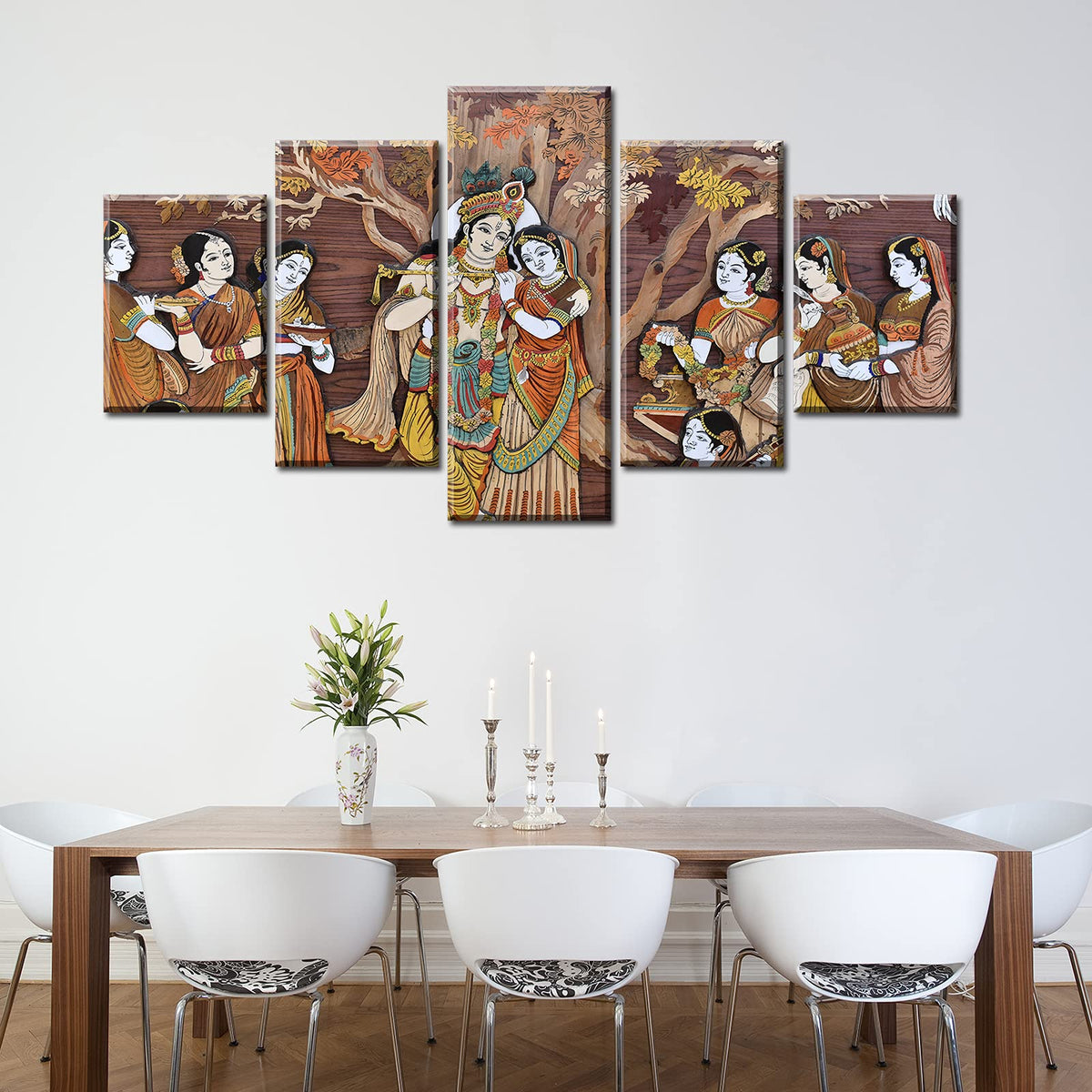 Radha Krishna Canvas Wall Art (60"W x 32"H / Indian Buddha-2)