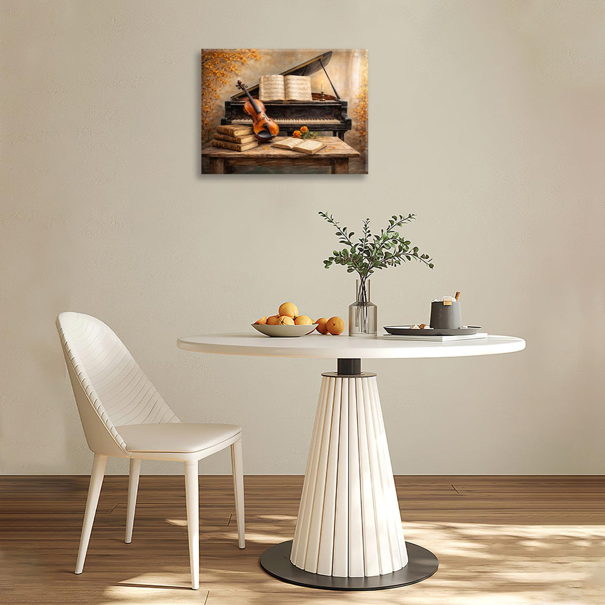 Piano Music Wall Art Piano and Violin Wall Decor Vintage Musical Instrument Canvas Painting Picture for Music Room Bedroom Living Room 12"x16" (Piano Violin / 16"L x 12"W)