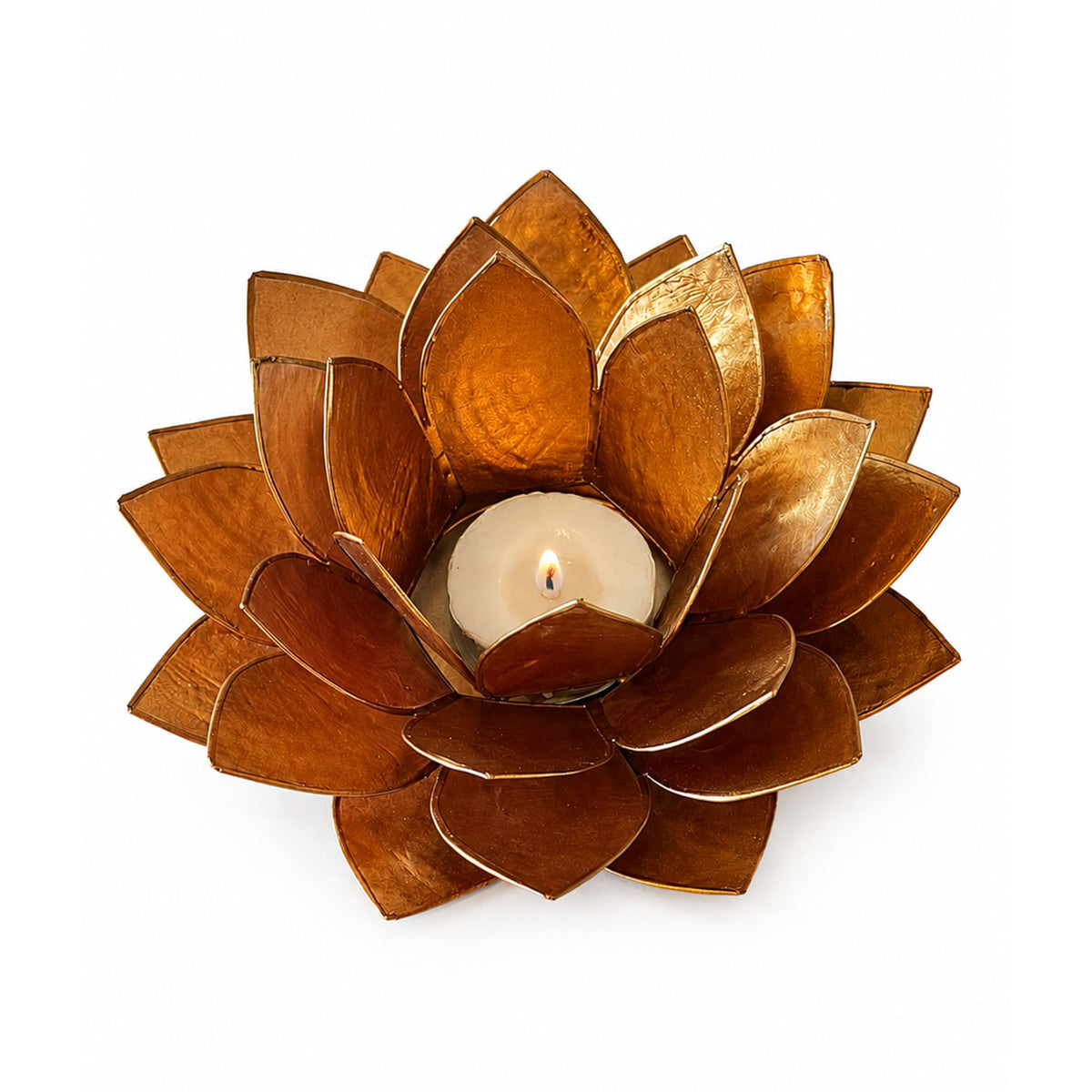 Moonshadow Handmade Capiz Shell Lotus Tea Light Holder (Gold)