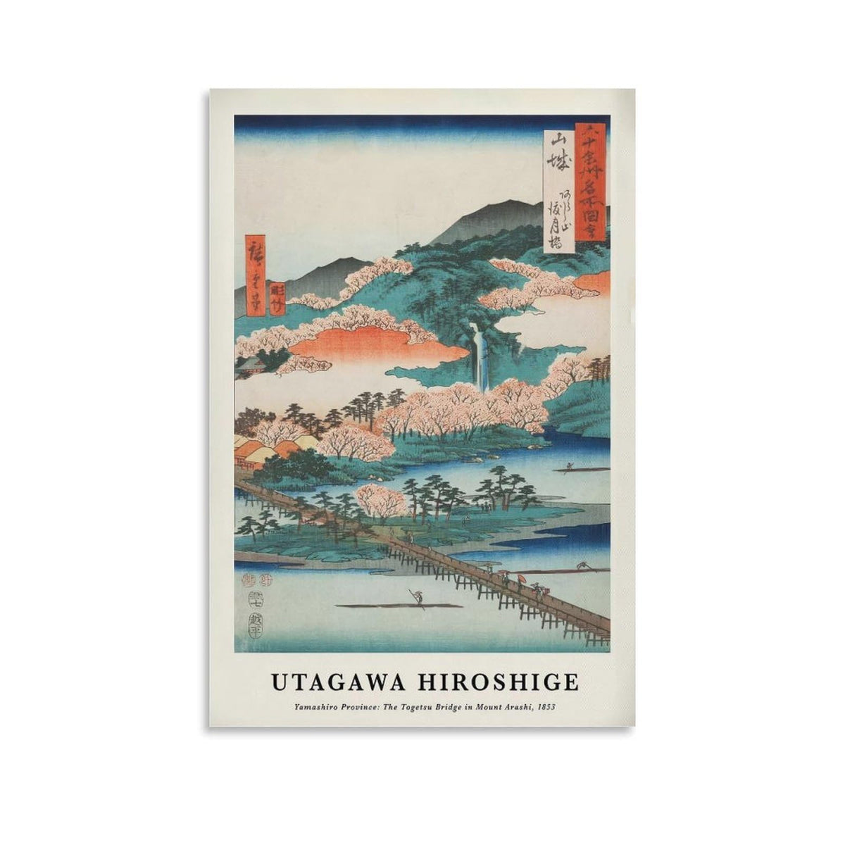 Utagawa Hiroshige Canvas Printing Wall Art Prints Posters Vintage Japanese Woodblock Landscape Togetsu Bridge Arashiyama Scenery Japandi Decor for Living Room Bedroom Office 12x18inch (style-6 / 18"L x 12"W)