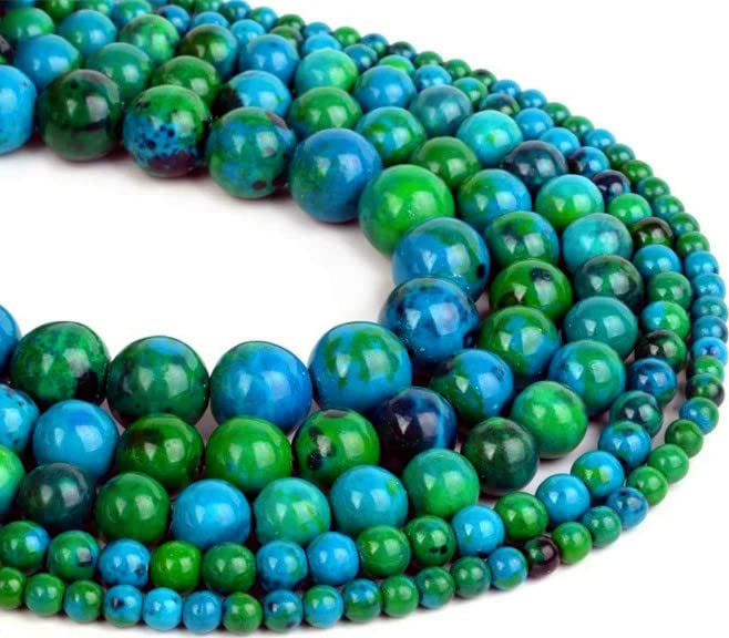 108 Pcs Chrysocolla Beads for Jewelry Making 8 MM Green Chrysocolla Gemstones Loose Beads for Bracelet Making (Chrysocolla / 8MM, 108pcs)